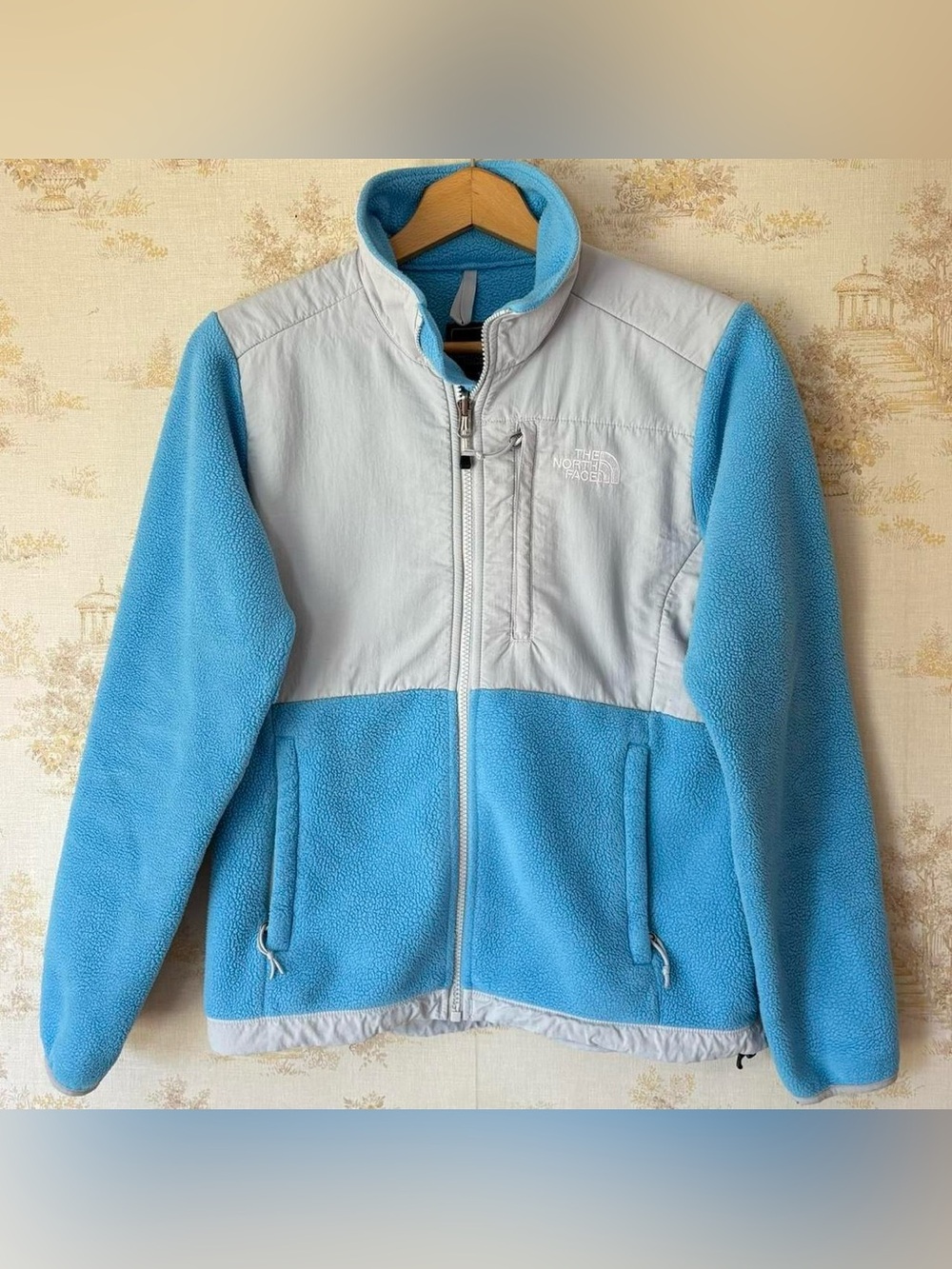 Y2K The North Face Denali Fleece Jacket Baby Blue Gray Gorpcore Outdoor S